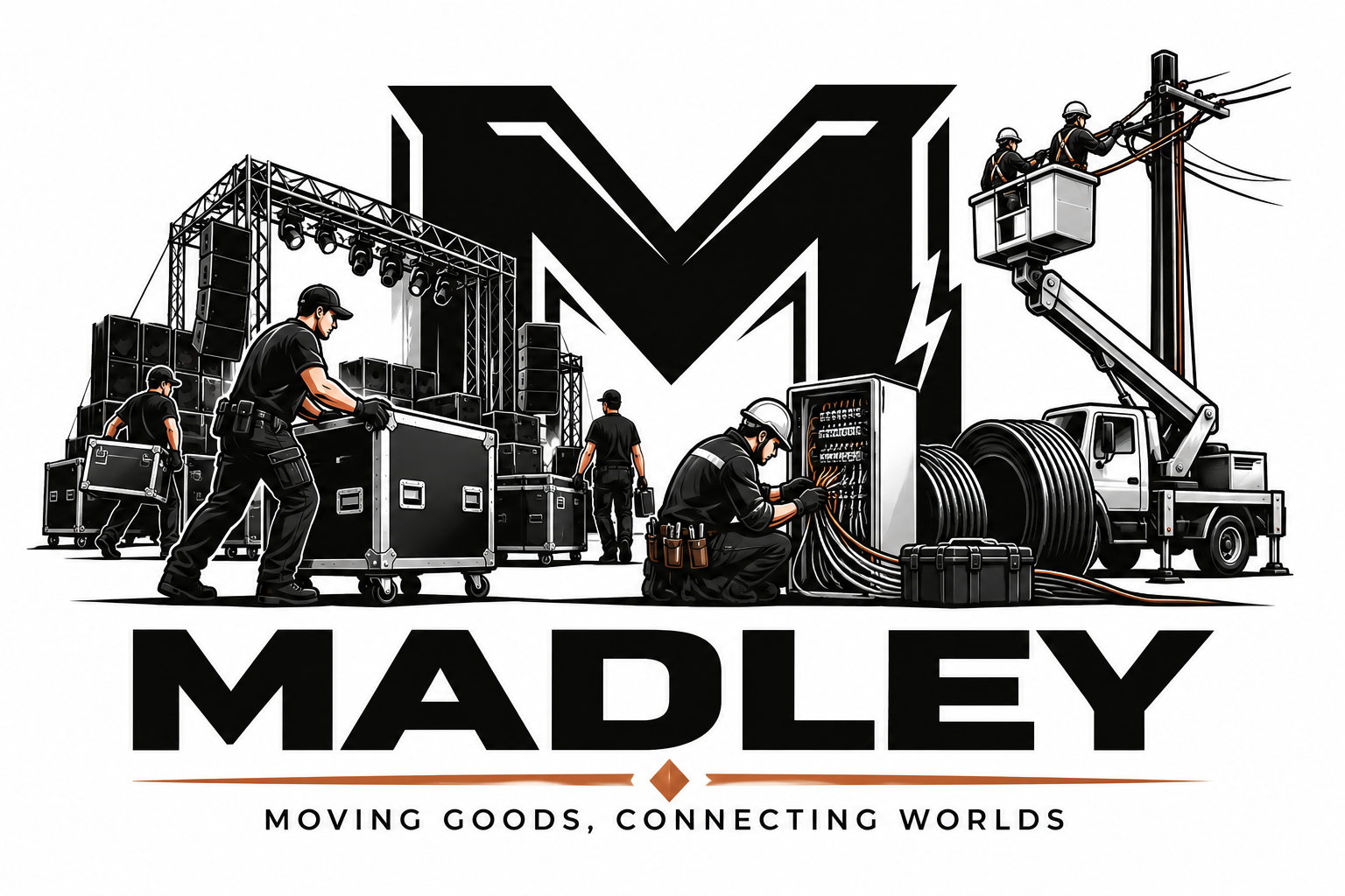 Madley: movimentazione di attrezzature per eventi e collegamenti in fibra ottica